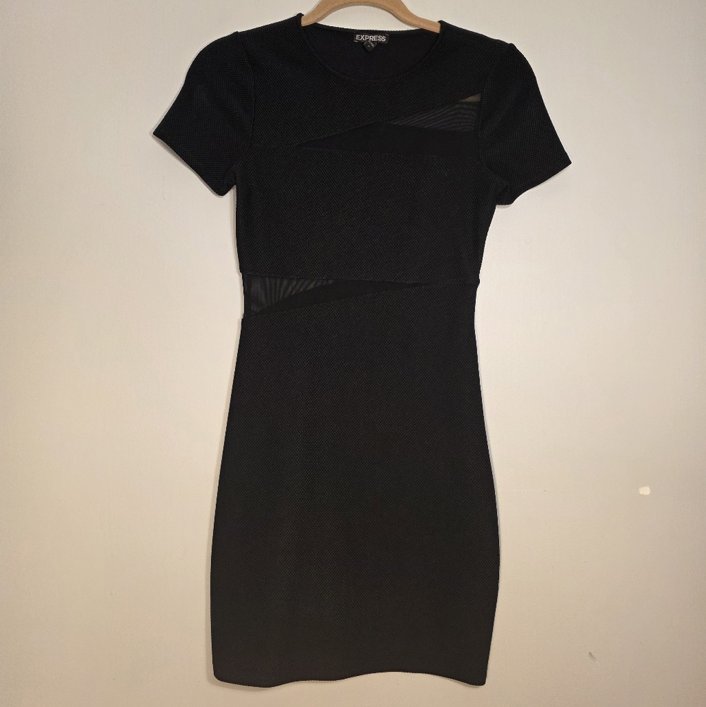 Express Black Bodycon Mesh Cut Out Dress - Size 0